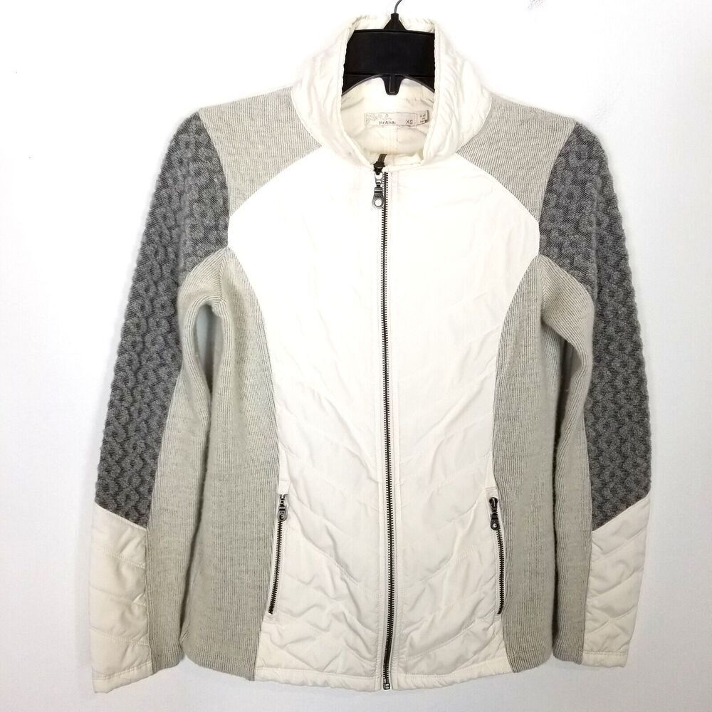 Prana Women's Winter Zinnia Jacket Sz XS Wool Blend Mixed Media Zip Up Insulated